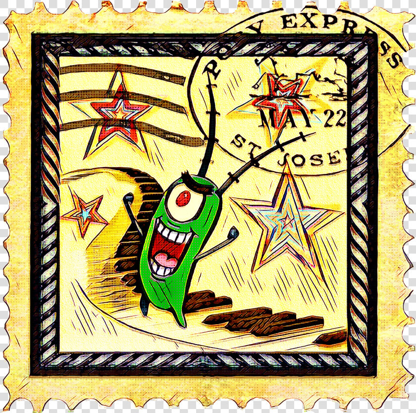 Plankton Spongebob  Krabby Patty  Mr Krabs  Plankton    Postage Stamp  HD Png DownloadTransparent PNG