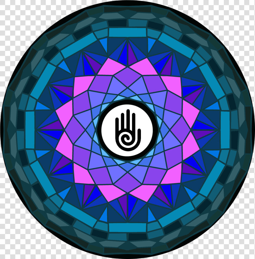 Mandala With Healing Hand Symbol In Pink And Blue   Circle  HD Png DownloadTransparent PNG