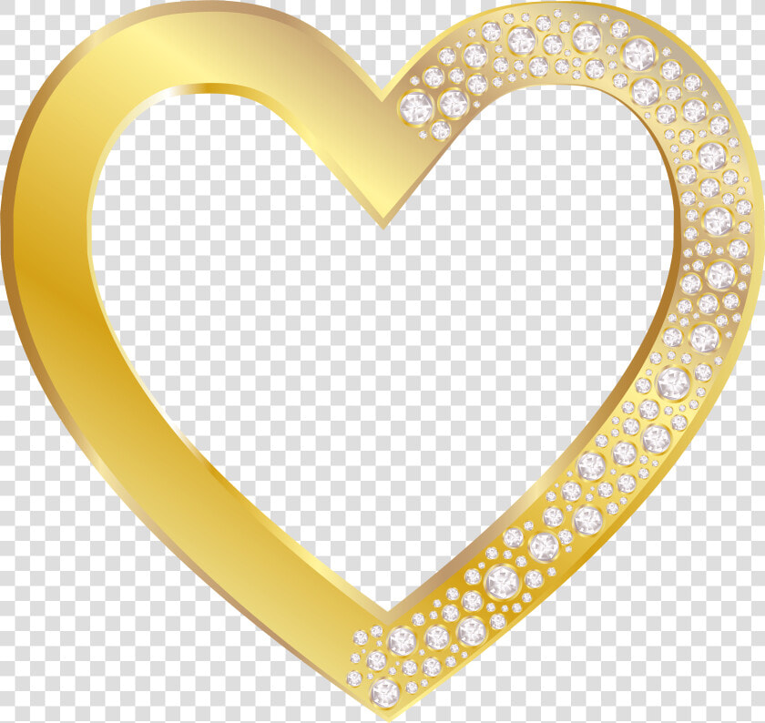 Gold Heart With Diamonds Png Clip Art Image   Gold Heart Frame Png  Transparent PngTransparent PNG