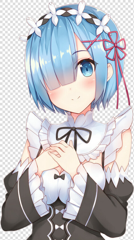  anime  rem  rezero  smilinggirl  shorthair  bluehair   Anime Rem  HD Png DownloadTransparent PNG