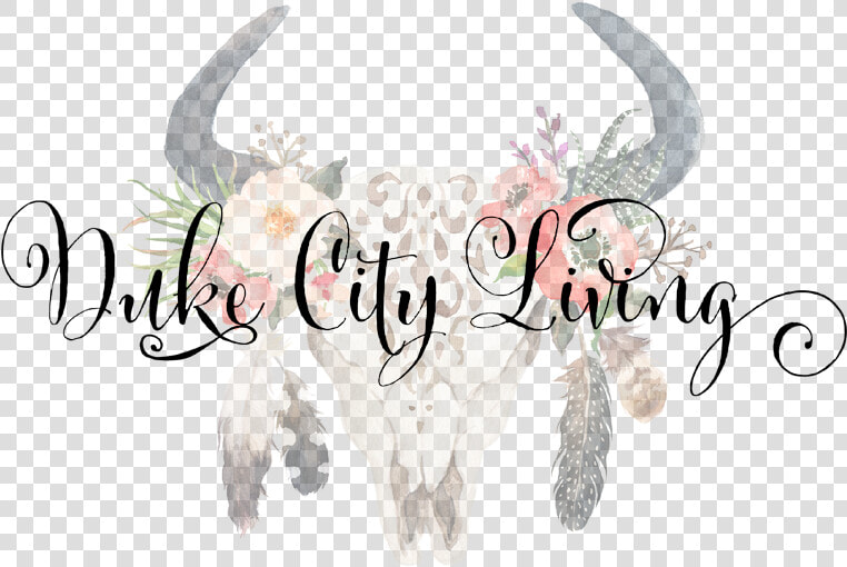 Duke City Living   Bull Skull With Feathers And Flowers  HD Png DownloadTransparent PNG