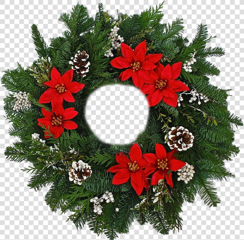 Fresh Poinsettias Png Hd   Wreath  Transparent PngTransparent PNG