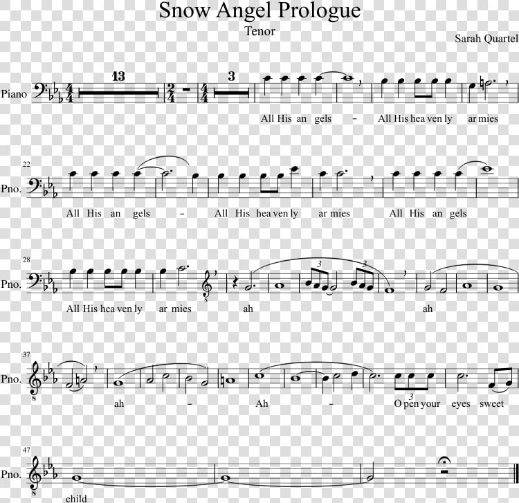 Snow Angel Prologue Sheet Music Composed By Sarah Quartel   Mighty To Save Score  HD Png DownloadTransparent PNG