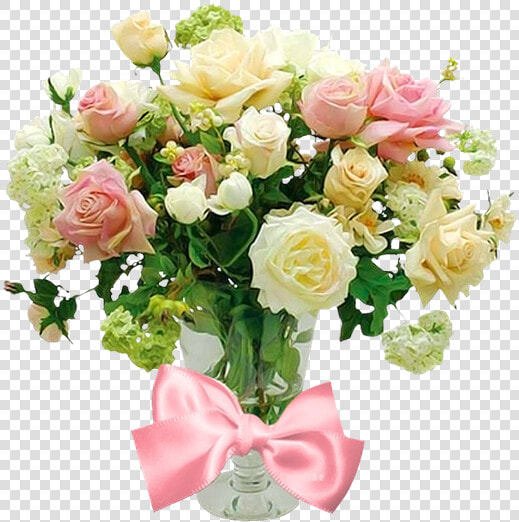 Букет Цветов  Ваза С Цветами  Букет Роз  Ваза С Бантом    Flower Bouquet  HD Png DownloadTransparent PNG