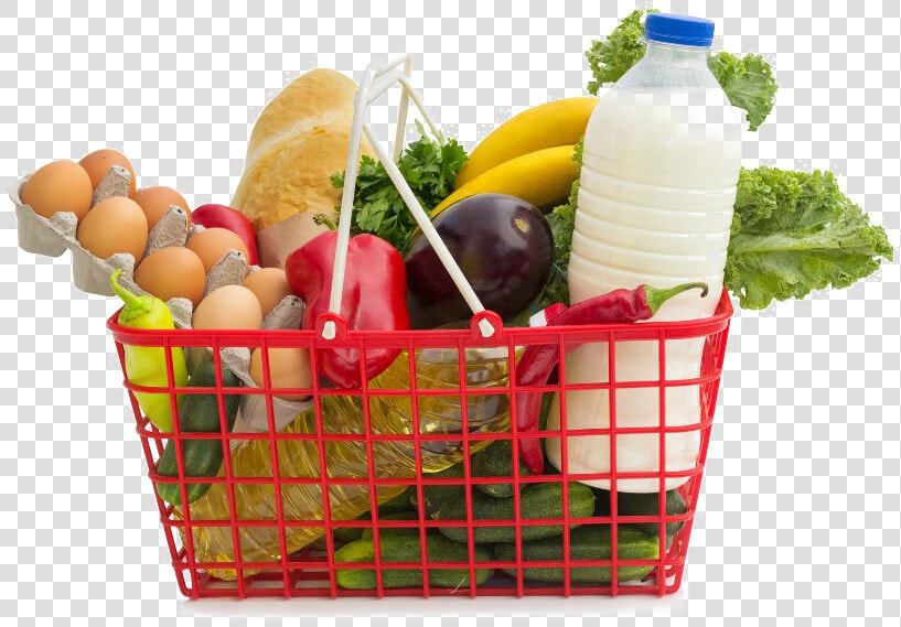 Shopping Basket With Groceries  HD Png DownloadTransparent PNG