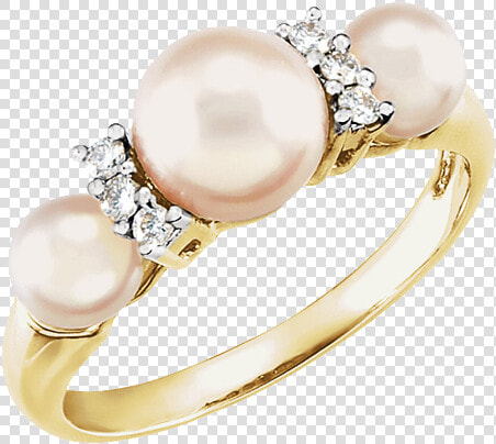 Three Pearl And Diamond Ring   Three Pearl Rings  HD Png DownloadTransparent PNG