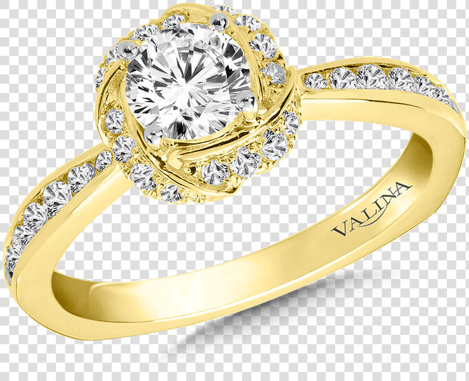 Valina Halo Engagement Ring Mounting In 14k Yellow   Pre engagement Ring  HD Png DownloadTransparent PNG