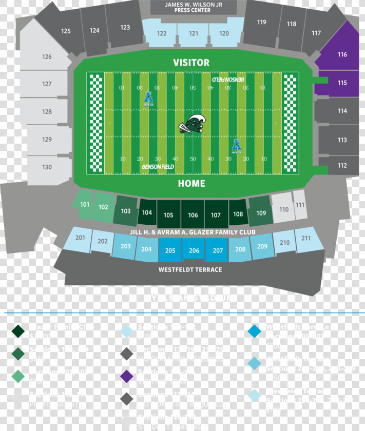 Football Priority Seating Donations   Yulman Stadium Seating Chart  HD Png DownloadTransparent PNG