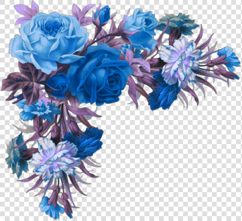  mq  blue  purple  flowers  flower  leafs  garden   Vintage Floral Corner Border Png  Transparent PngTransparent PNG