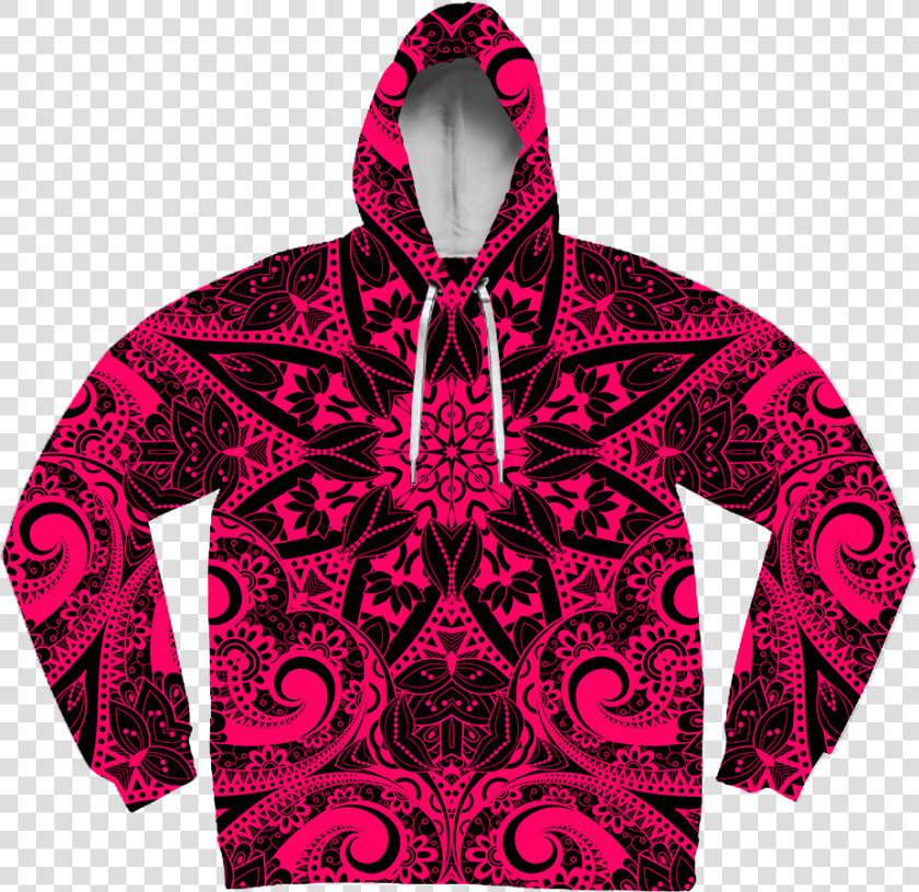 Electro Pink Mandala Unisex Hoodie Pullover Hoodies   Vintage Flowers Hoodie  HD Png DownloadTransparent PNG