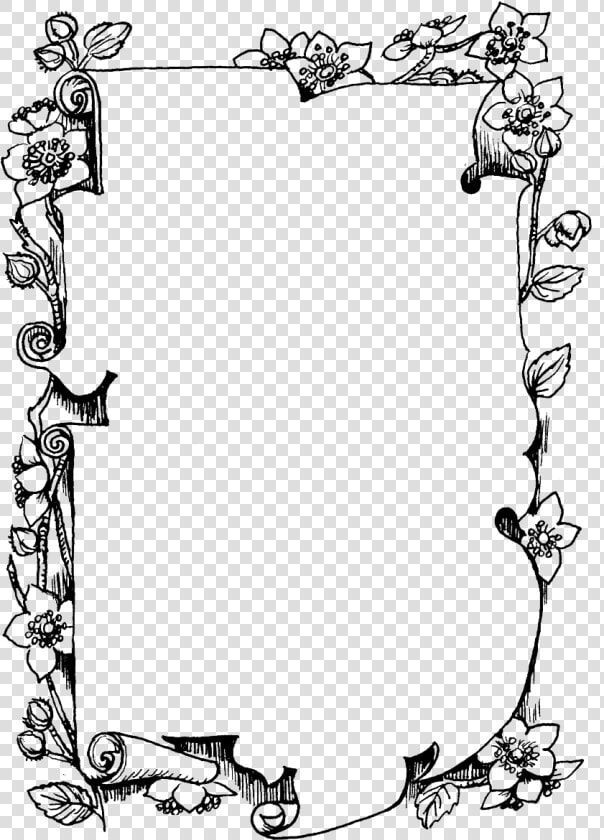 Flower Scroll Frame Click Here To Download Now Fairy   Flower Frame Black And White  HD Png DownloadTransparent PNG