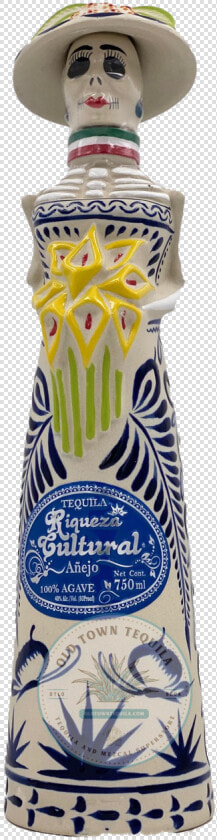 Riqueza Cultural Catrina Ceramica Anejo Tequila   Water Bottle  HD Png DownloadTransparent PNG