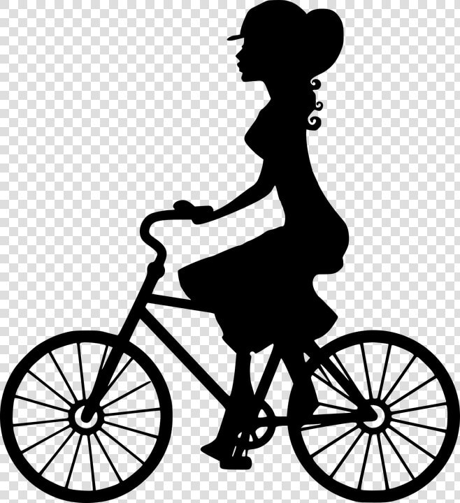 Silhouette  Wheel  Cyclist  Bike  Seated  Active  Woman   Girl On Bike Silhouette  HD Png DownloadTransparent PNG