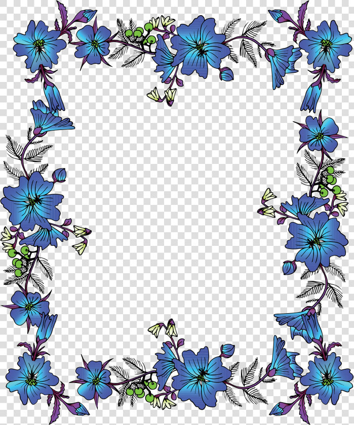 Flower Picture Frame Clip Art Chinese Blue Ⓒ   Blue Flowers Frame Clipart  HD Png DownloadTransparent PNG