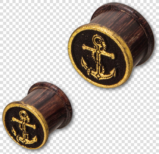 Tamarind Wood Laser Cut Plug With Gold Anchor   Wood  HD Png DownloadTransparent PNG