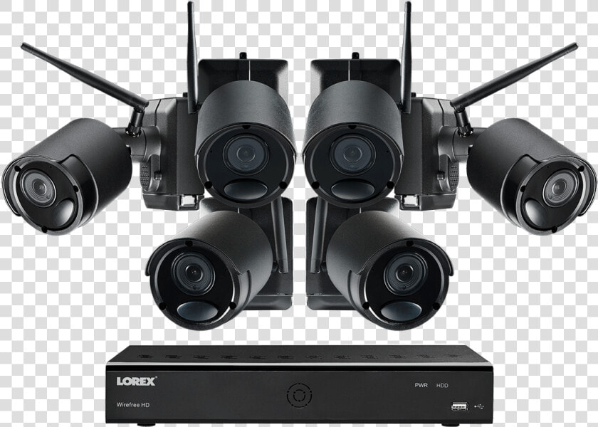 1080p Wire Free Camera System  6 Battery Powered Black   Cheap Camera Security System  HD Png DownloadTransparent PNG