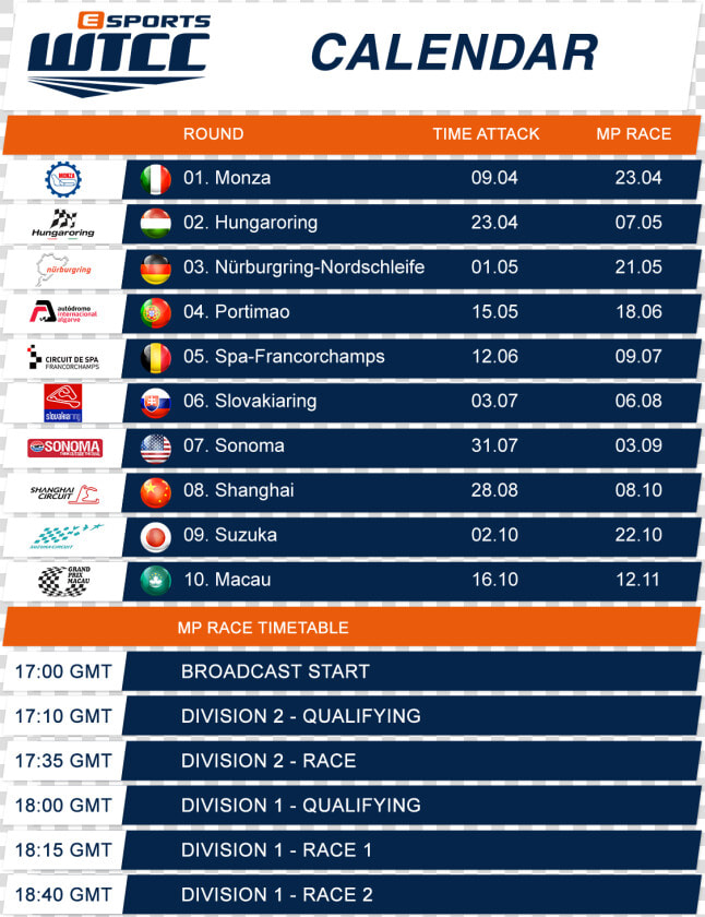 World Touring Car Championship 2018 Calendar  HD Png DownloadTransparent PNG