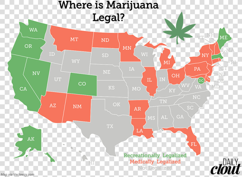 Recreational Marijuana States 2017  HD Png DownloadTransparent PNG