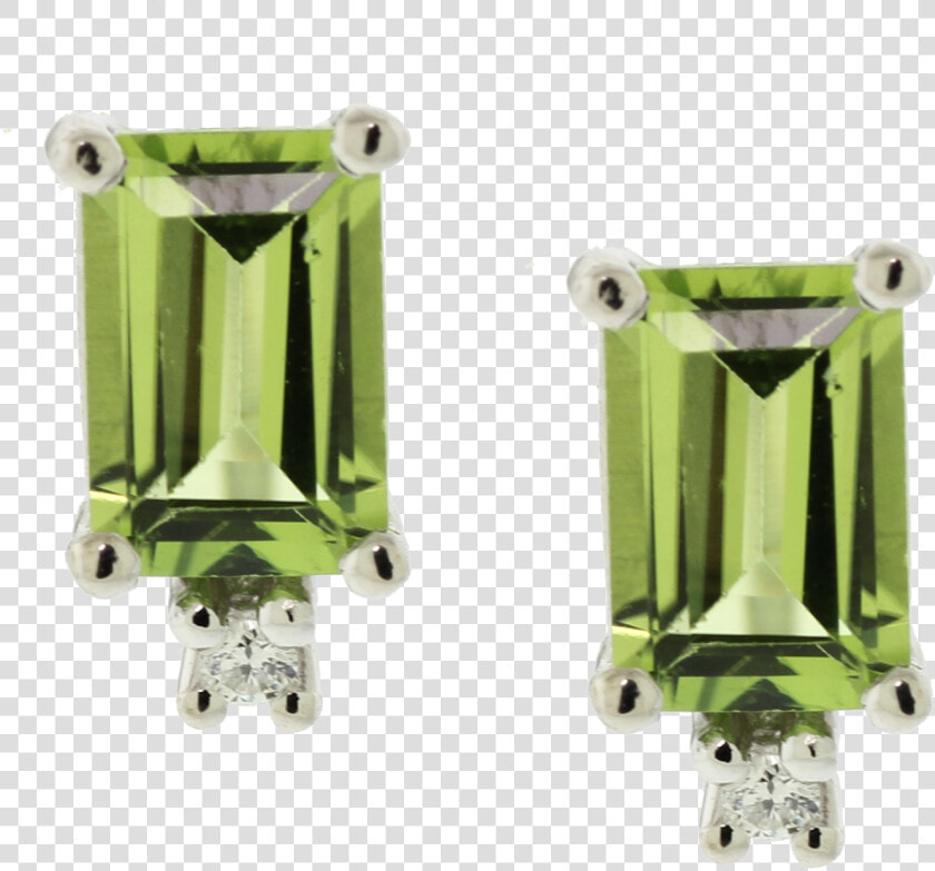 14k White Gold Peridot  amp  Diamond Stud Earrings   Body Jewelry  HD Png DownloadTransparent PNG