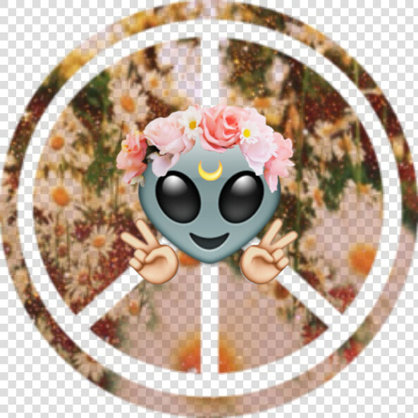 Alien  Peace  And Emoji Image   Flower Crown Alien Emoji  HD Png DownloadTransparent PNG