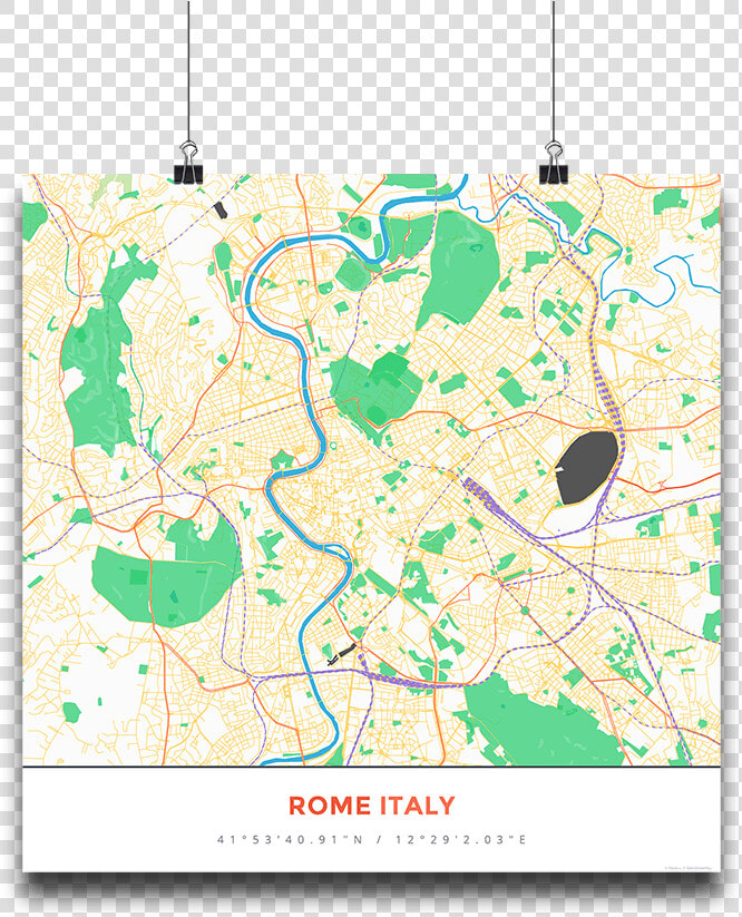 Premium Map Poster Of Rome Italy   Atlas  HD Png DownloadTransparent PNG