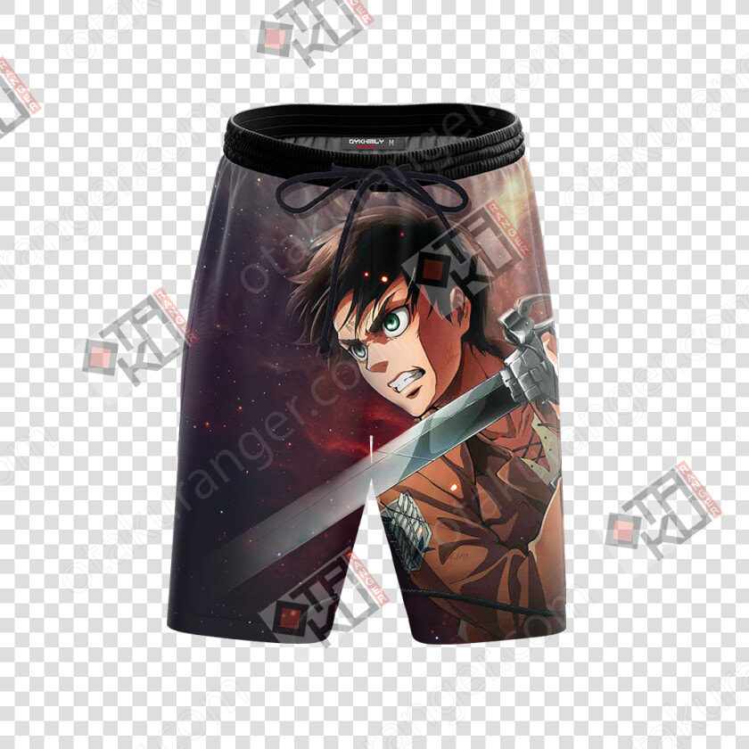 Attack On Titan Eren Jaeger 3d Beach Shorts   Evangelion Eva 01 Hoodie  HD Png DownloadTransparent PNG