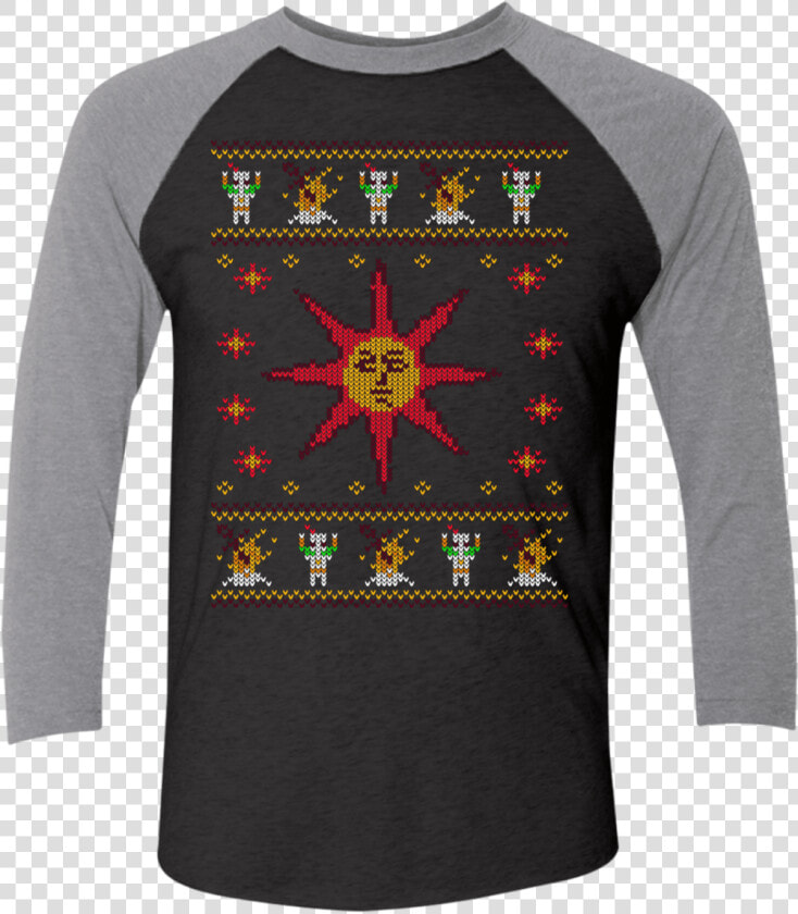 Christmas Sweater Dark Souls Men S Triblend 3 4 Sleeve   Christmas Jumper 2018 Dark Souls  HD Png DownloadTransparent PNG