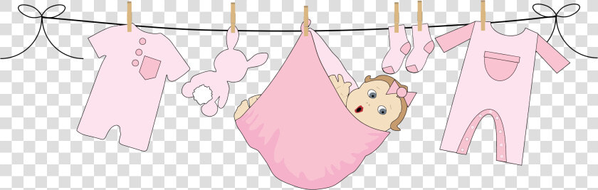 Baby Girl Hanging On Clothesline Clip Arts   Baby Girl Clothes Line  HD Png DownloadTransparent PNG