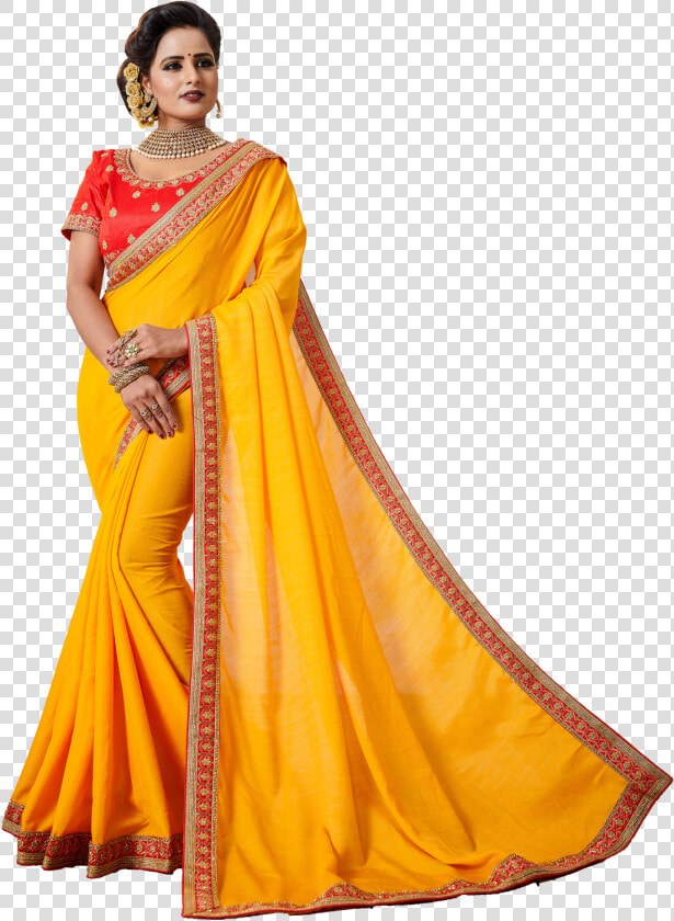 Yellow Saree With Blouse  HD Png DownloadTransparent PNG