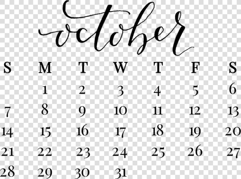 October Calendar 2019 Png  Transparent PngTransparent PNG