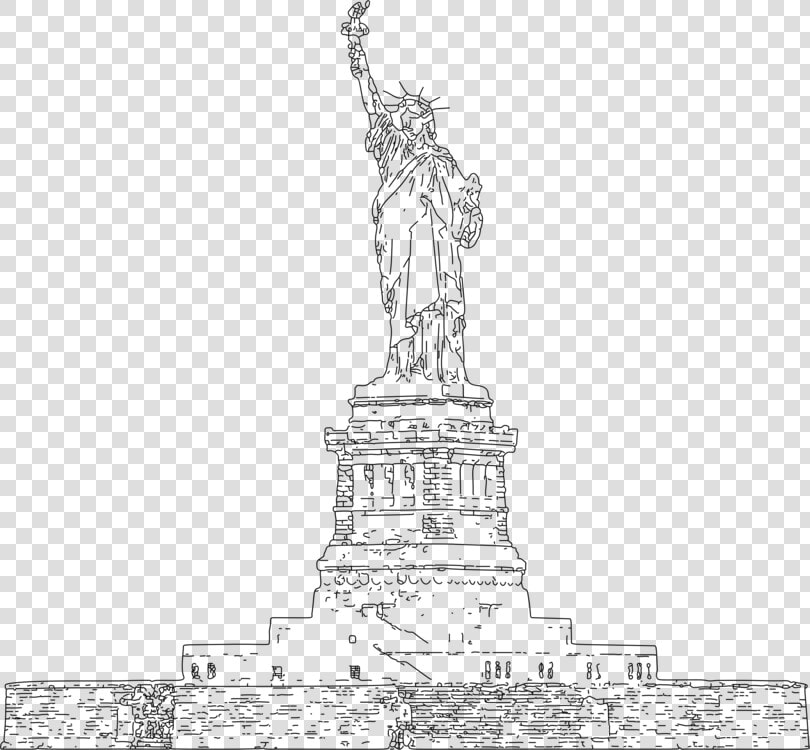 Line Art tower blackandwhite   Statue  HD Png DownloadTransparent PNG