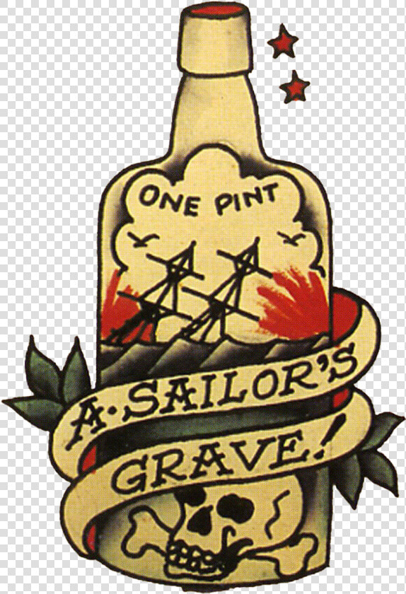 Clip Art Bottle Tattoo   Sailor Jerry Rum Tattoo  HD Png DownloadTransparent PNG