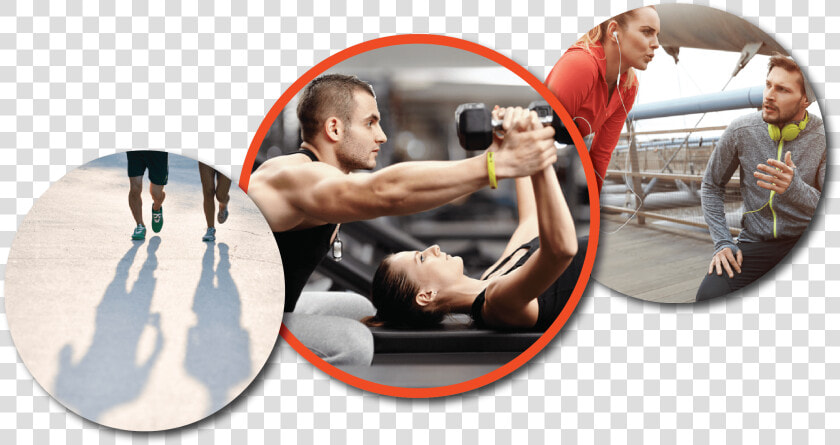 3 Circular Pics Showing People Working Out With A Personal   パーソナル トレーナー  HD Png DownloadTransparent PNG