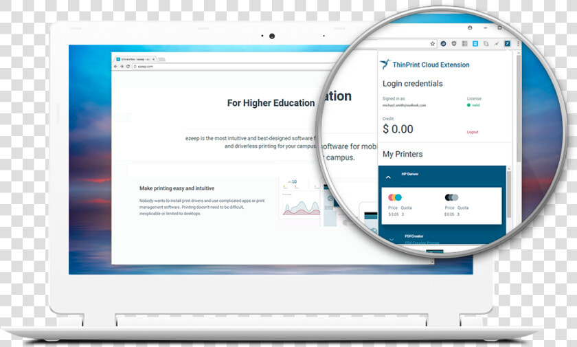 Ezeep Integrate Chromebook Printing Easily And Securely   Computer Monitor  HD Png DownloadTransparent PNG