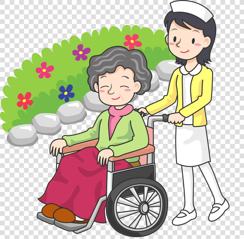 The Nurse Pushed The Wheelchair Man For A Walk  HD Png DownloadTransparent PNG