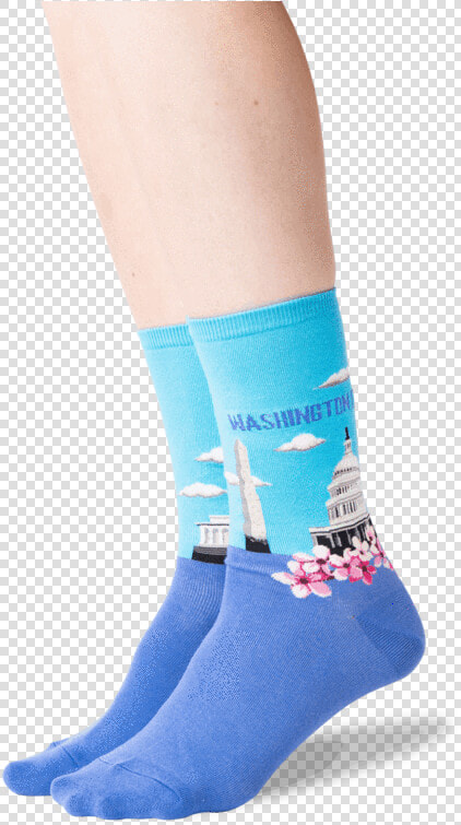 Women S Washington Dc Crew Socks In Light Blue Front   Heel  HD Png DownloadTransparent PNG