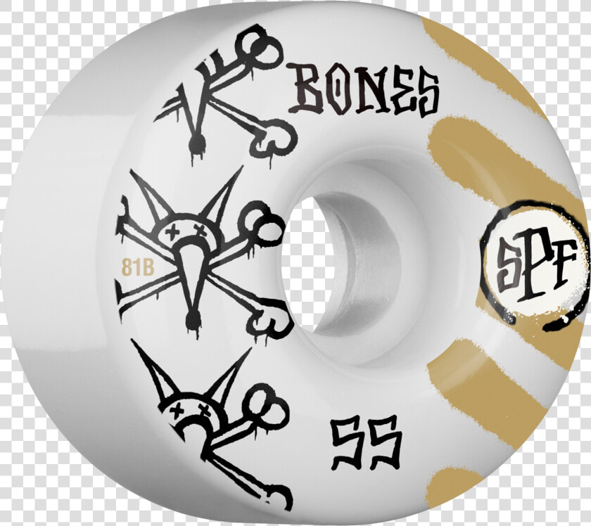 Bones Wheels Spf War Paint 55mm 81b White gold Skateboard  HD Png DownloadTransparent PNG