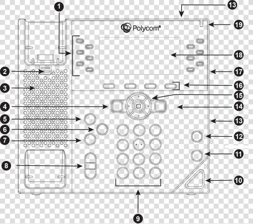 Line Drawing Of The Vvx 450 Business Ip Phone With   Polycom Vvx 450 Diagram  HD Png DownloadTransparent PNG