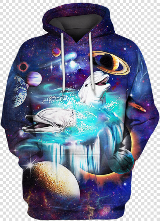 3d White Dolphin And Universe Full Print T Shirt   Hoodie  HD Png DownloadTransparent PNG