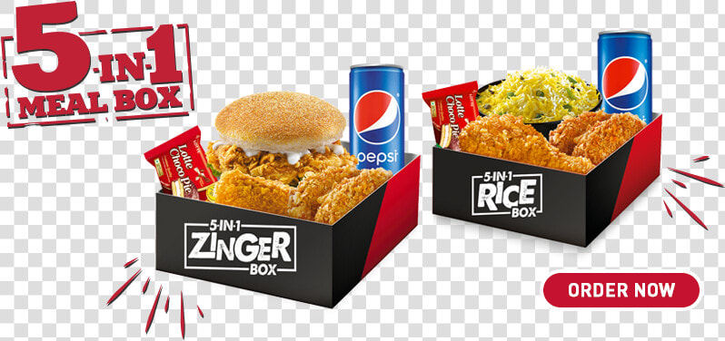 5 In 1 Zinger Meal Box Kfc   Kfc Menu 5 En 1  HD Png DownloadTransparent PNG