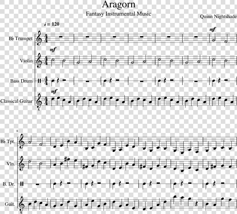 Transparent Aragorn Png   Sheet Music  Png DownloadTransparent PNG