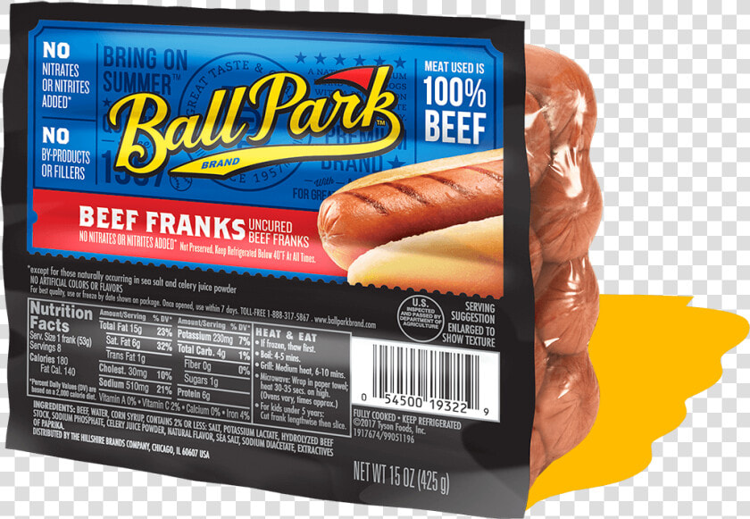 Beef Hot Dogs   Ball Park Franks Hot Dog  HD Png DownloadTransparent PNG