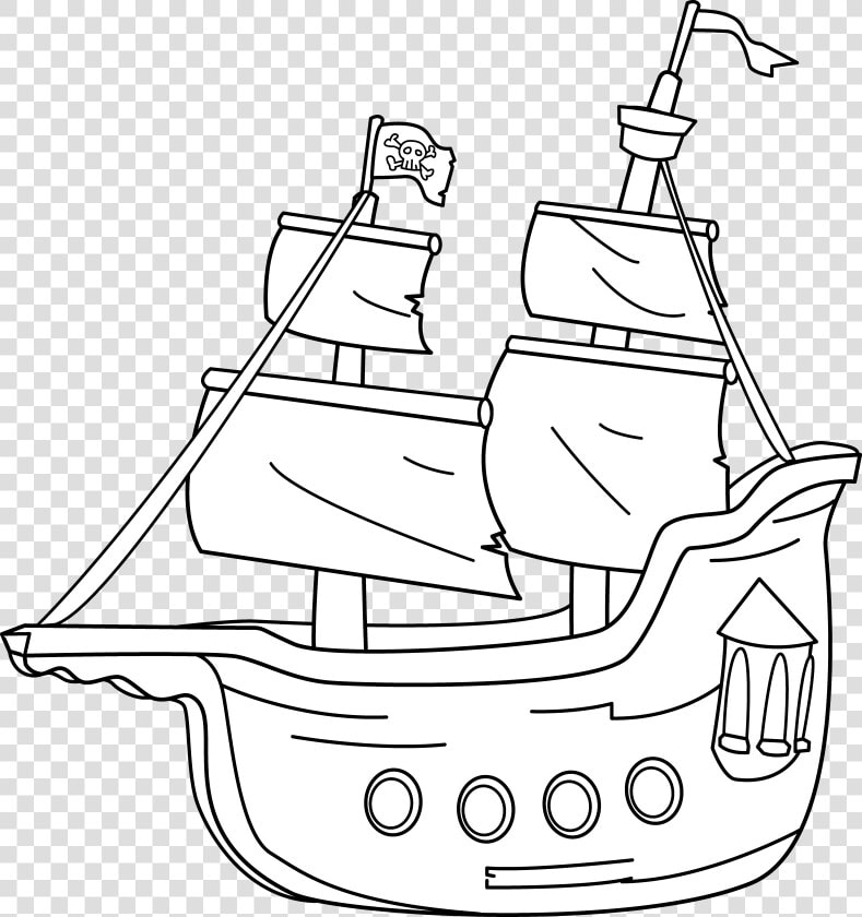 Transparent Sailing Ship Png   Pirate Boat Clipart Black And White  Png DownloadTransparent PNG