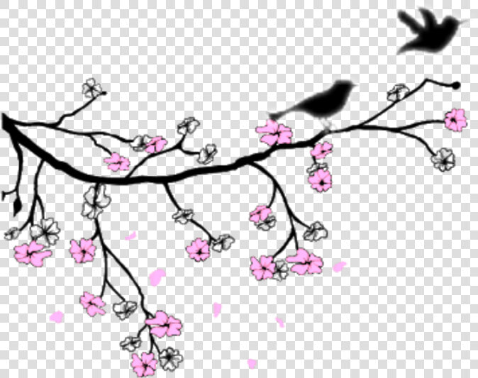  treebranch  flowers  birds  birdie  lovebirds  swirls   Illustration  HD Png DownloadTransparent PNG