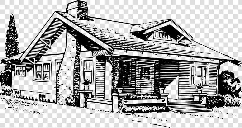 Transparent House Clipart Black And White   Bungalow Image In Black And White  HD Png DownloadTransparent PNG