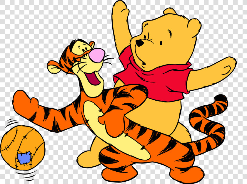 Winnie The Pooh Tigger And Ball Png Clip Art   Winnie The Pooh And Tigger Playing  Transparent PngTransparent PNG