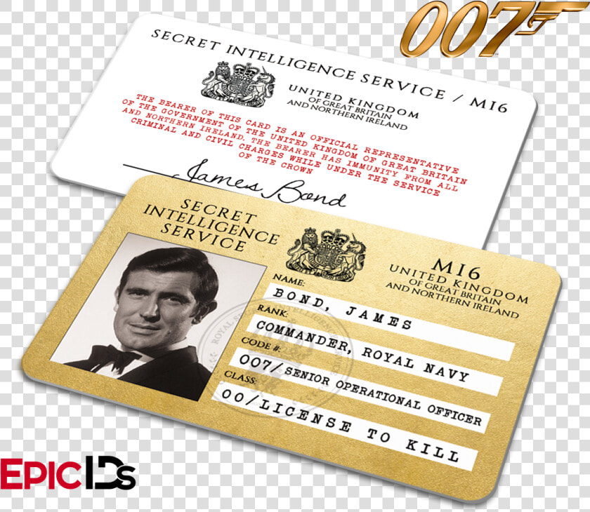 Transparent Sean Connery Png   License To Kill Card 007  Png DownloadTransparent PNG