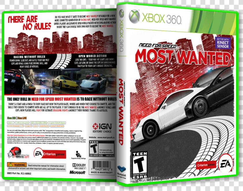 Need For Speed   Need For Speed Most Wanted Xbox 360 Box  HD Png DownloadTransparent PNG