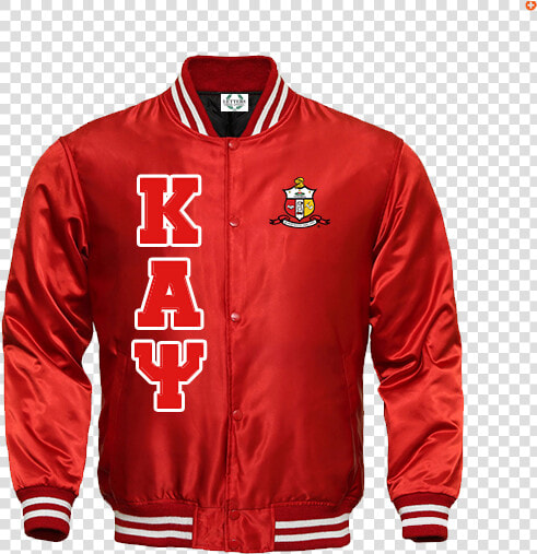 Kappa Alpha Psi Satin Baseball Bomber Jacket   Red Satin Varsity Jacket  HD Png DownloadTransparent PNG