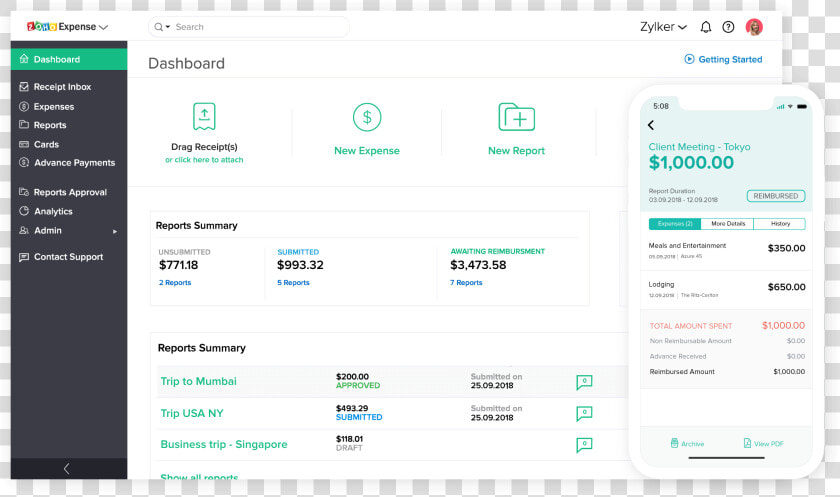 Expense Tracking Software Dashboard   Expense Report App  HD Png DownloadTransparent PNG